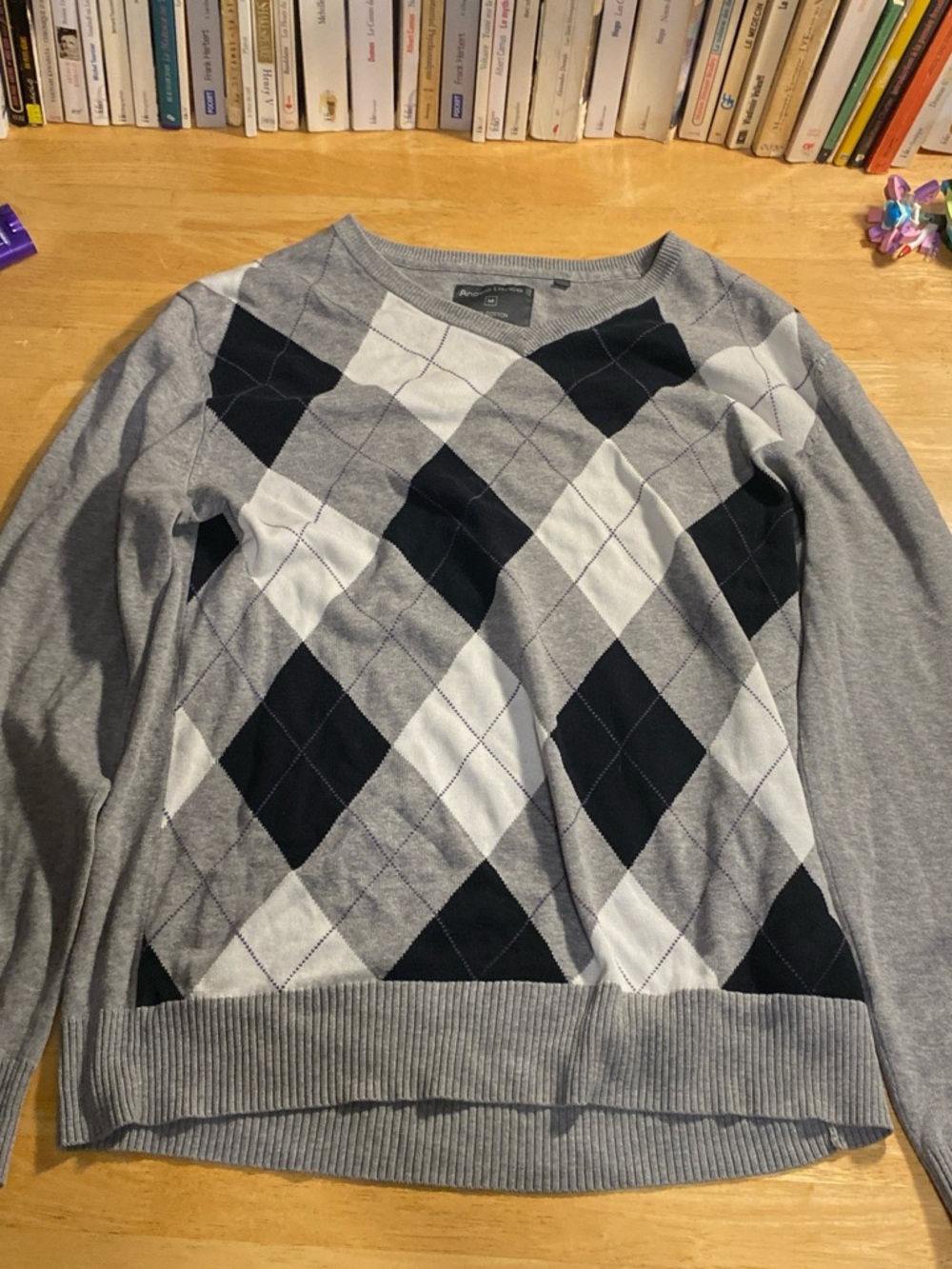 Angelo Litrico Medium Cotton Sweater - Heather Gray argyle sweater